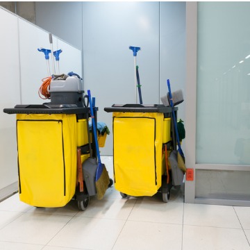 Two janitorial carts at a Business Cleaning Company in Peoria IL